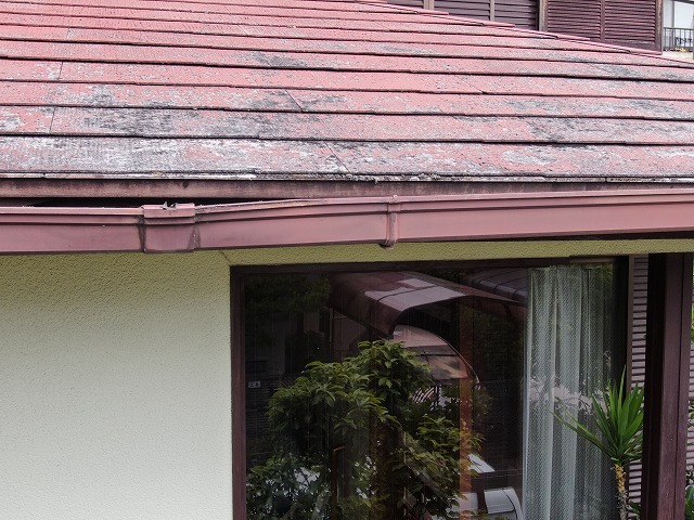 西京区のお客様より台風被害の問い合わせ。屋根の棟板金・樋交換と屋根塗装をご提案