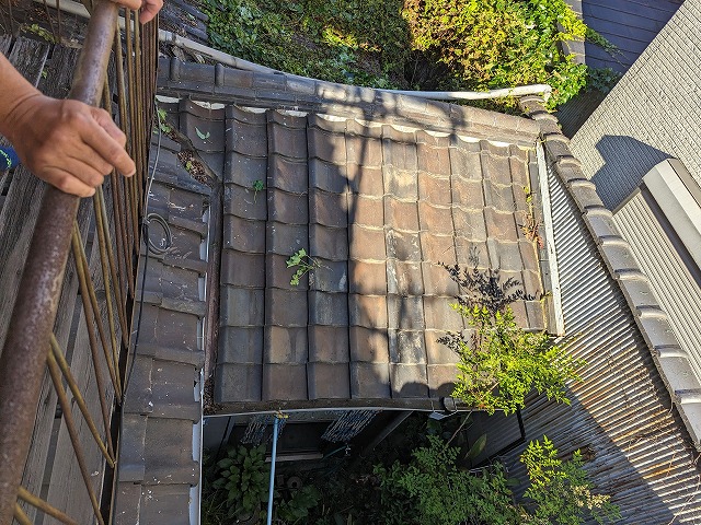 別角度の下屋瓦