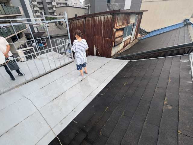 板金屋根とベランダ