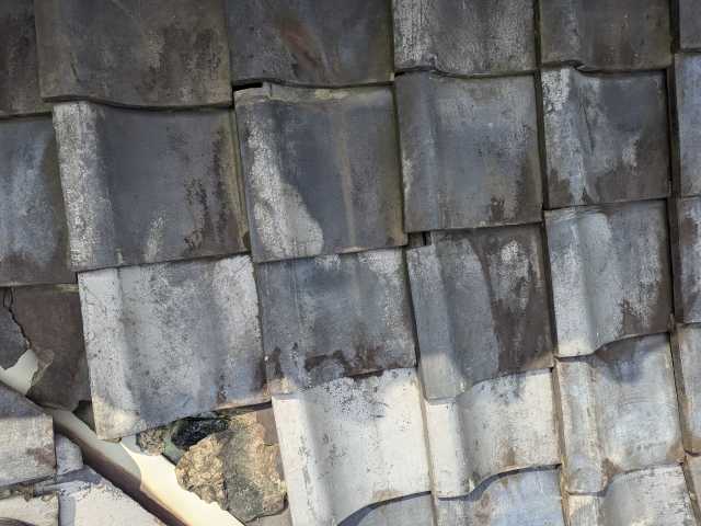 欠けた瓦の拡大
