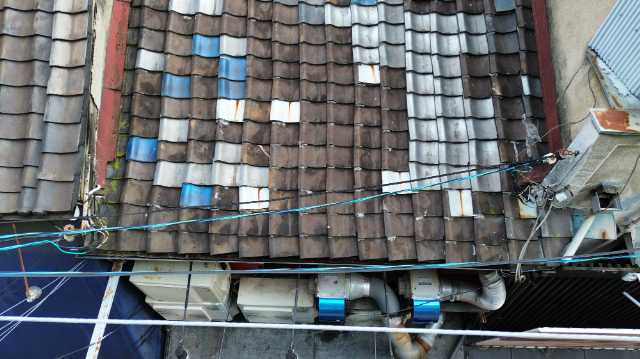 老朽化した屋根面全体