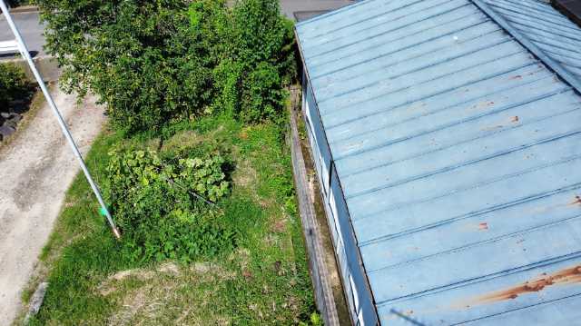 軒先側の色あせた屋根